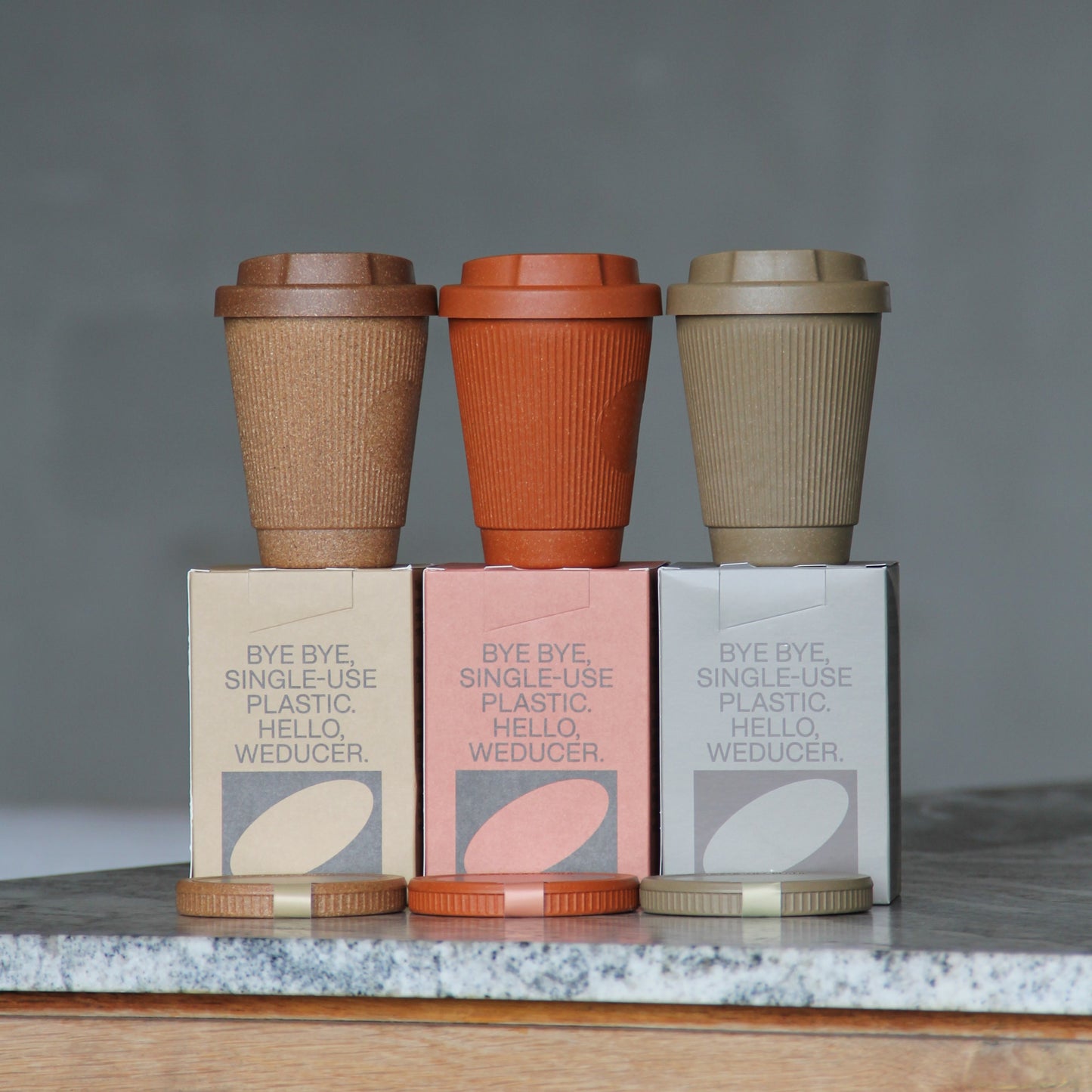 Kaffeform Essential Coffee Cup Brown Orange Beige 10z Lifestyle